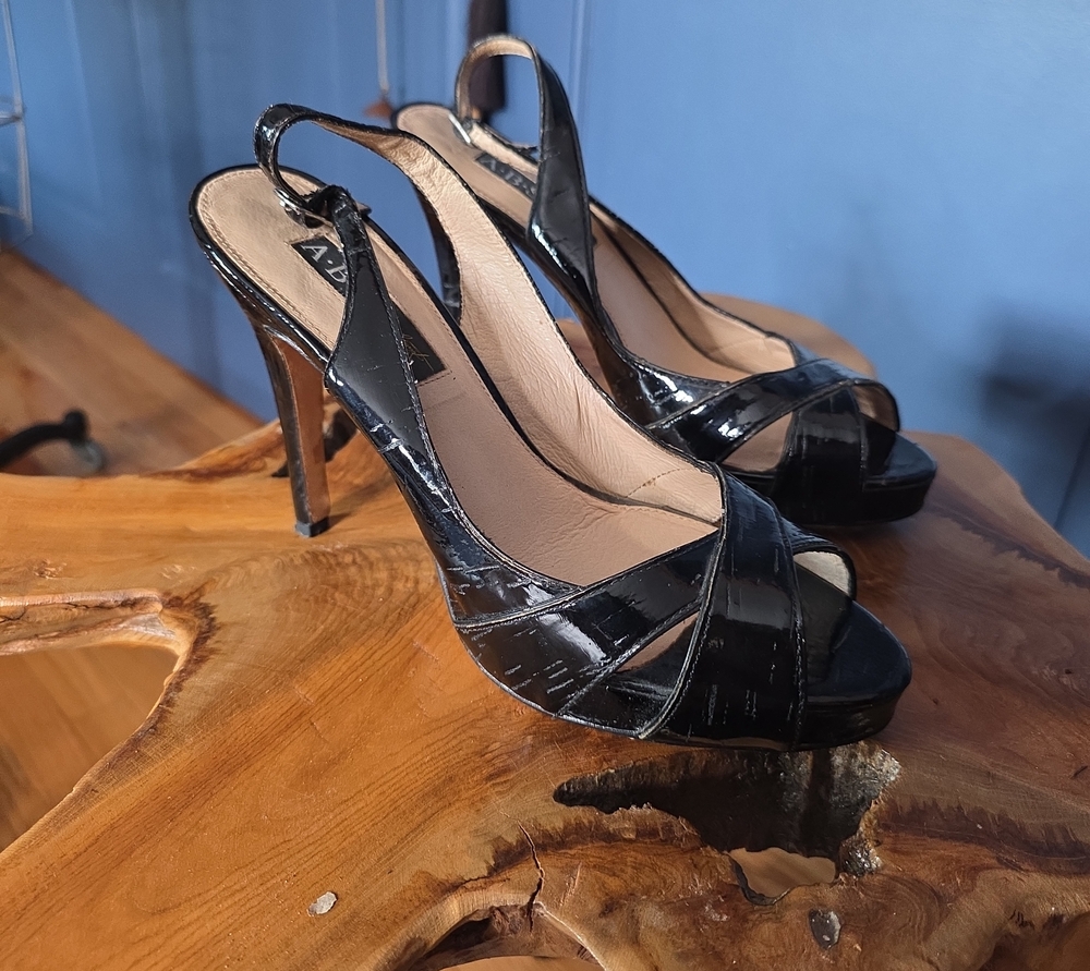 ABS Allen Schwartz Collection Black Slingbacks Peep toe Y2K 9.5